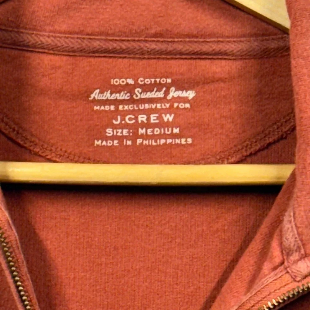 J. Crew Mens Authentic Jersey Quarter Zip Pullover Sweatshirt Medium‎ Orange